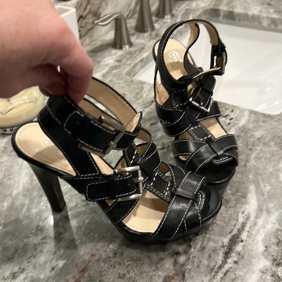 Coach size 7 black strappy heels. Worn twice, super sexy! - Picture 3 of 6